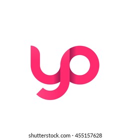 initial letter yo modern linked circle round lowercase logo pink