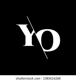 Initial Letter YO Monogram Sliced. Modern logo template isolated on black background