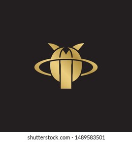 Initial letter yo with oval  uppercase modern logo design template elements. Gold letter Isolated on black  background. Suitable for business, consulting group company.