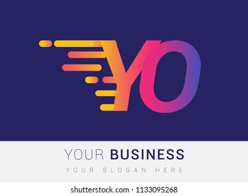 Initial Letter YO speed Logo Design template, logotype company name colored yellow, magenta and blue.for business and company identity.
