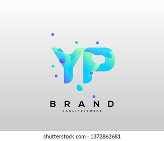 Initial letter YP logo with colorful background, letter combination logo design for creative industry, web, business and company. - Vector