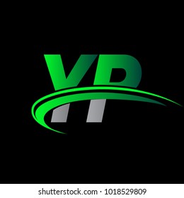 initial letter YP logotype company name colored green and black swoosh design. vector logo for business and company identity.