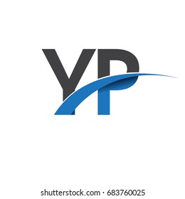initial letter YP logotype company name colored blue and grey swoosh design. vector logo for business and company identity.
