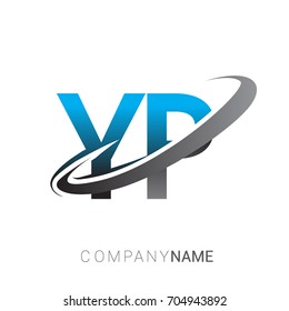 initial letter YP logotype company name colored blue and grey swoosh design. logo design for business and company identity.