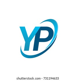 initial letter YP logotype company name colored blue swoosh design concept. vector logo for business and company identity.