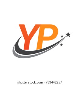 initial letter YP logotype company name colored orange and grey swoosh star design. vector logo for business and company identity.