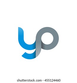 initial letter yp modern linked circle round lowercase logo blue gray