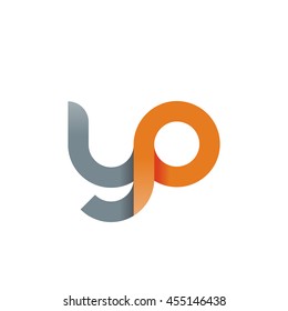 initial letter yp modern linked circle round lowercase logo orange gray