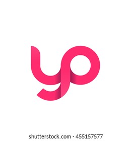 initial letter yp modern linked circle round lowercase logo pink