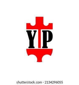 Initial letter YP red crown shield simple logo. Minimal and unique.