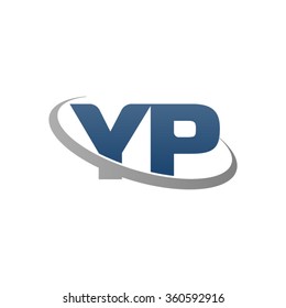 initial letter YP swoosh ring company logo blue gray