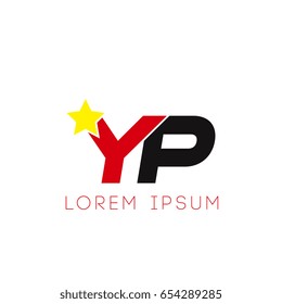 Initial letter yp yellow star logo red black