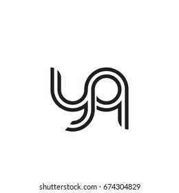 Initial letter yq, linked outline rounded lowercase, monogram black