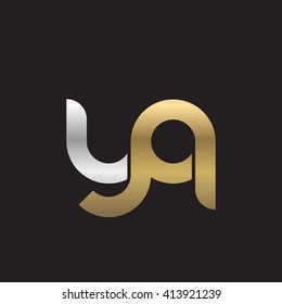 initial letter yq linked round lowercase logo gold silver black background