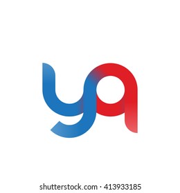 initial letter yq linked round lowercase logo blue red
