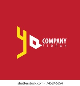 Initial Letter YQ Linked Triangle Design Logo