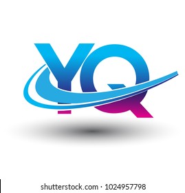 initial letter YQ logotype company name colored blue and magenta swoosh design. vector logo for business and company identity.