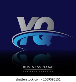 initial letter YQ logotype company name colored blue and grey swoosh design. vector logo for business and company identity.
