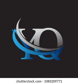 initial letter YQ logotype company name colored blue and grey swoosh design. vector logo for business and company identity.