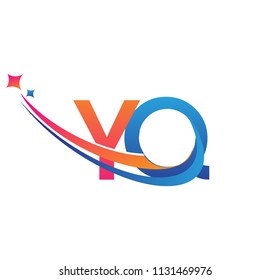 initial letter YQ logotype company name colored orange, red and blue swoosh star design. vector logo for business and company identity.
