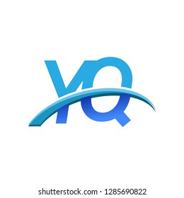 initial letter YQ logotype company name colored blue and swoosh design. vector logo for business and company identity.