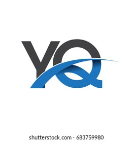 initial letter YQ logotype company name colored blue and grey swoosh design. vector logo for business and company identity

