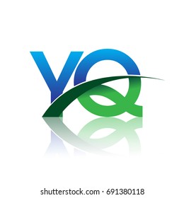 initial letter YQ logotype company name colored blue and green swoosh design. vector logo for business and company identity.

