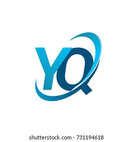 initial letter YQ logotype company name colored blue swoosh design concept. vector logo for business and company identity.