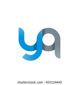 initial letter yq modern linked circle round lowercase logo blue gray