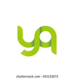 initial letter yq modern linked circle round lowercase logo green