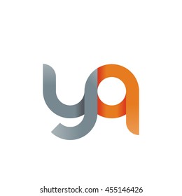 initial letter yq modern linked circle round lowercase logo orange gray