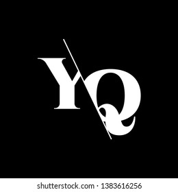 Initial Letter YQ Monogram Sliced. Modern logo template isolated on black background