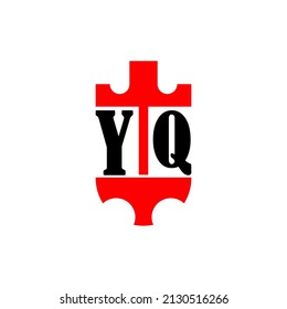 Initial letter YQ red crown shield simple logo. Minimal and unique.
