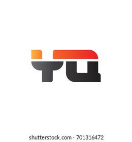 Initial letter YQ, straight linked line bold logo, gradient fire red black colors