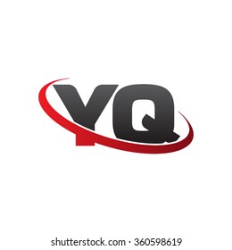 initial letter YQ swoosh ring company logo red black
