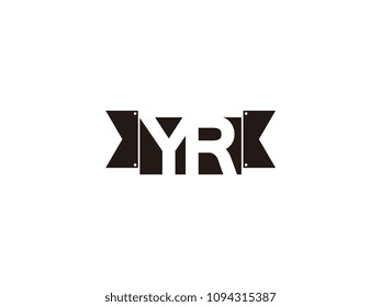 Initial letter yr black ribbon logo design