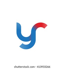 initial letter yr linked round lowercase logo blue red