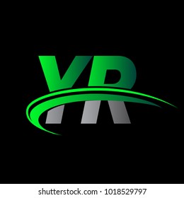 initial letter YR logotype company name colored green and black swoosh design. vector logo for business and company identity.