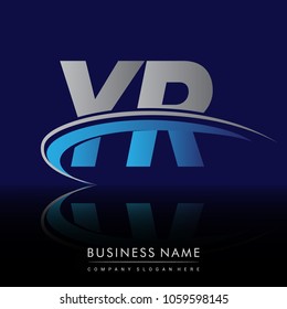 initial letter YR logotype company name colored blue and grey swoosh design. vector logo for business and company identity.