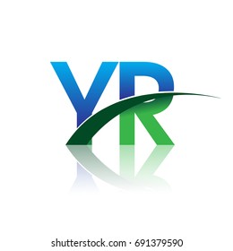 initial letter YR logotype company name colored blue and green swoosh design. vector logo for business and company identity.
