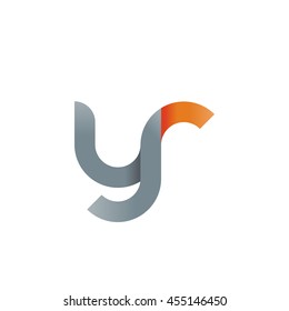 initial letter yr modern linked circle round lowercase logo orange gray