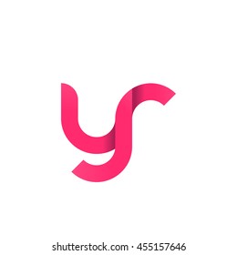 initial letter yr modern linked circle round lowercase logo pink