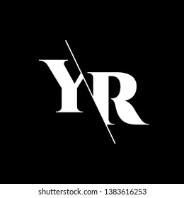 Initial Letter YR Monogram Sliced. Modern logo template isolated on black background