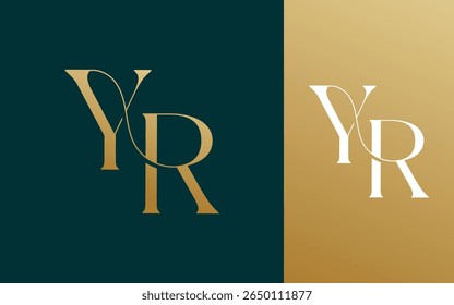 Initial letter YR RY logo design vector illustration for couple, wedding, and business