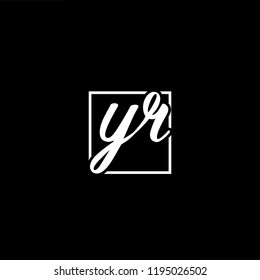 Initial letter YR RY minimalist art monogram shape logo, white color on black background