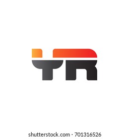 Initial letter YR, straight linked line bold logo, gradient fire red black colors