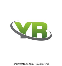 initial letter YR swoosh ring company logo green gray