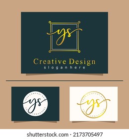 Initial letter YS calligraphy handwritten logo. Feminine logo collections and business card template. handwriting logo of initial signature, wedding, fashion, floral and botanical.