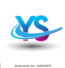 initial letter YS logotype company name colored blue and magenta swoosh design. vector logo for business and company identity.