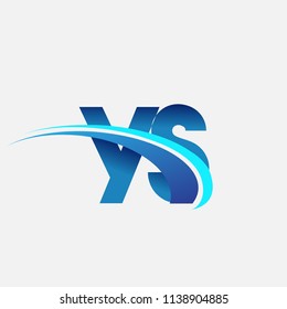 initial letter YS logotype company name colored blue and swoosh design. vector logo for business and company identity.